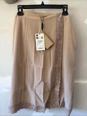 NWT Burberry Leabrook Taupe Lace-Trim Skirt size 12